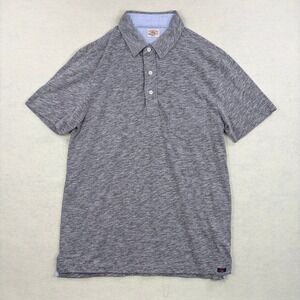 Faherty Brand Mens Gray Heather Slub Knit Short Sleeve Polo Shirt MKC0012-CCL S